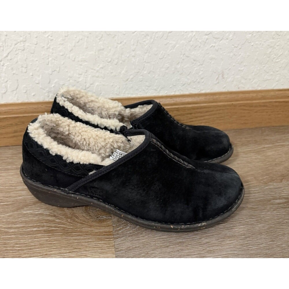 Ugg Australia Bettey Black Suede Shearling Lined Clogs Women’s Size 8 Cozy Warm